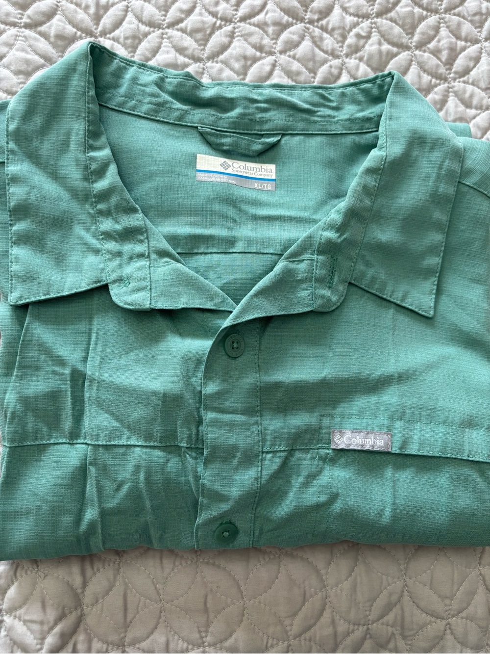Columbia Men’s Short-Sleeve Button-Down Shirt - Teal Green